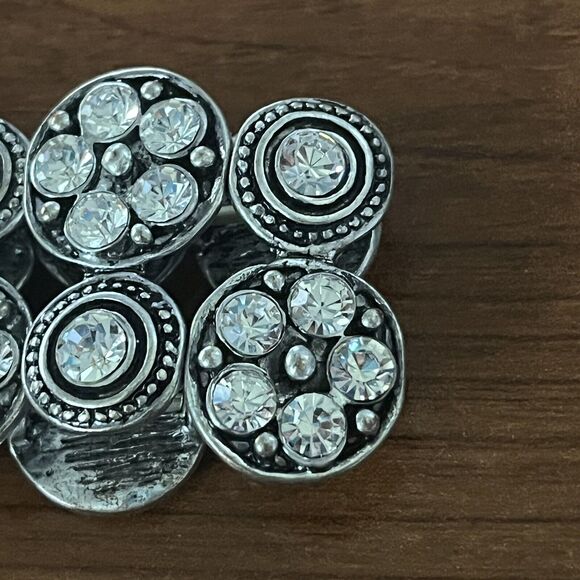 Unbranded Bracelet Womens Silver Black Rhinestone Elastic Band Evening Party - Picture 5 of 9